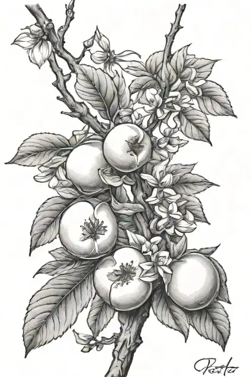 peach tree branch tattoo design idea