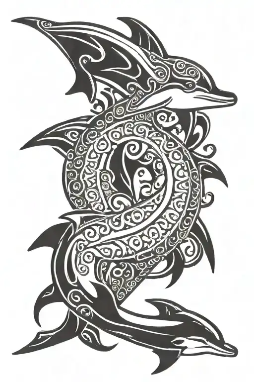 tribal dolphin heart drawing