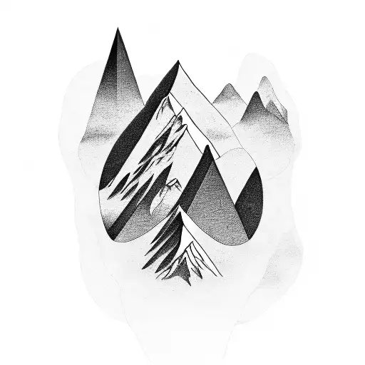 A mountain range formed by weights and dumbbells tattoo design idea