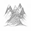 A mountain range formed by weights and dumbbells tattoo design idea