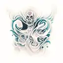 A mysterious tattoo of a ghostly figure blending into a swirling mist tattoo design idea