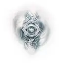 A mysterious tattoo of a ghostly figure blending into a swirling mist tattoo design idea