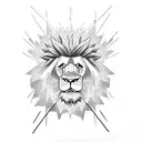 king lion with scars and a cross tattoo design idea