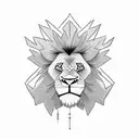 king lion with scars and a cross tattoo design idea