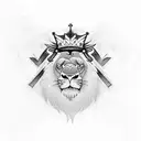 king lion with scars and a cross tattoo design idea