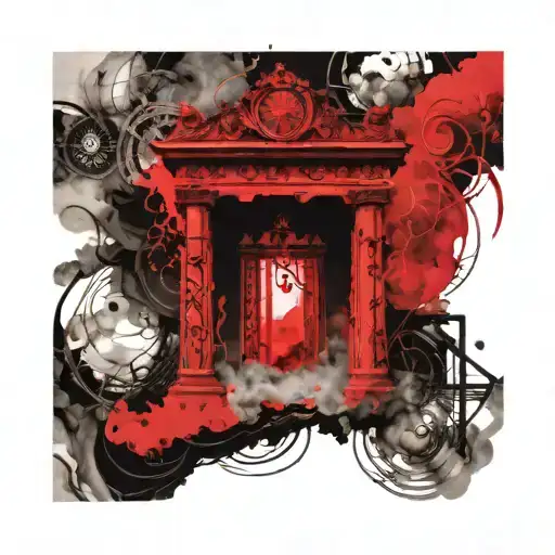 heaven gate on clouds tattoo design idea