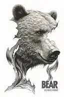 bear head half calm half aggressive look tattoo design idea