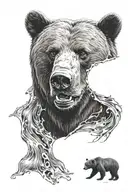 bear head half calm half aggressive look tattoo design idea