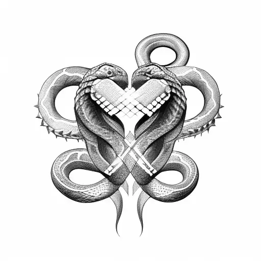 Snake Spikes Heart tattoo design idea