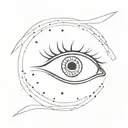 A simple, stylized eye that's closed, perhaps with a single line or dot representing a calm, disengaged state.  tattoo design idea