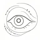 A simple, stylized eye that's closed, perhaps with a single line or dot representing a calm, disengaged state.  tattoo design idea