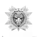 king tut face, pyramids, eye of hors, all seeing eye, , camels, desert, palm trees tattoo design idea