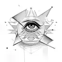 king tut face, pyramids, eye of hors, all seeing eye, , camels, desert, palm trees tattoo design idea