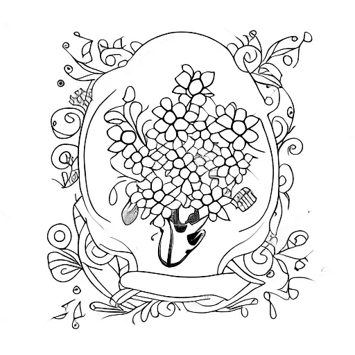 guitar with flowers and the lyrics "I say love, it is a flowerAnd you, its only seed" tattoo design idea