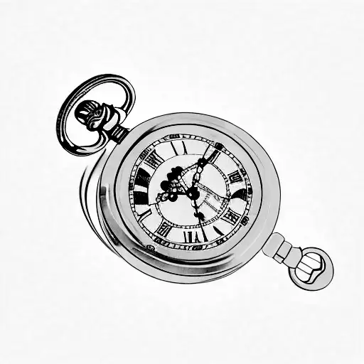 A vintage pocket watch floating in a river, representing the fleeting nature of time and travel tattoo design idea