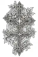 cross with bible verse written tattoo design idea