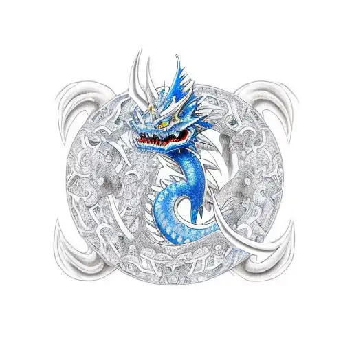 blue eyes white dragon from yu-gi-oh tattoo design idea