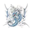 blue eyes white dragon tattoo design idea