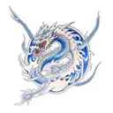 blue eyes white dragon tattoo design idea