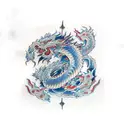 blue eyes white dragon tattoo design idea