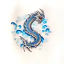 blue eyes white dragon tattoo design idea