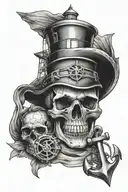 skull, anchor, light house tattoo design idea