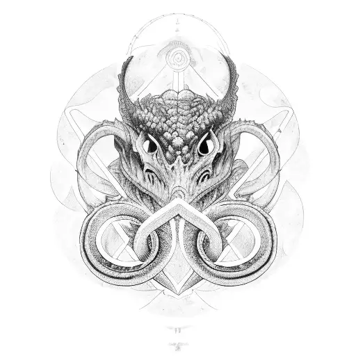 Ouroboros with entropy symble inside tattoo design idea