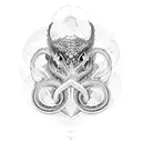 Ouroboros with entropy symble inside tattoo design idea