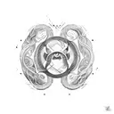 Ouroboros with entropy symble inside tattoo design idea