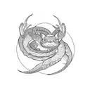 Ouroboros with entropy symble inside tattoo design idea
