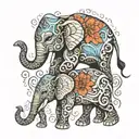 elephant mother and son surrounded by paisley pattern tattoo design idea