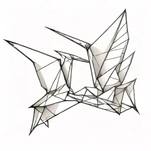 two paper cranes origami facing each other side tattoo design idea