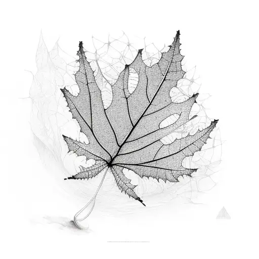 Quercus rogue leaf with an conventional neural network infographic around it tattoo design idea