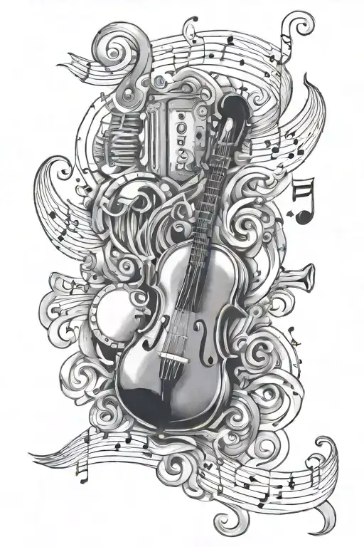 music and cinema  tattoo design idea