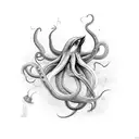 giant squid tattoo design idea