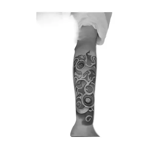 a tattoo of a bloody moon and crying eye ball in a triangle with the name leek tattoo design idea