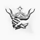 Devil hand touching a baby's forehead  tattoo design idea