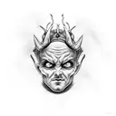 Devil hand touching a baby's forehead  tattoo design idea