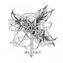 minimal tattoo with the names Aaliyah and Omari tattoo design idea