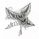 minimal tattoo with the names Aaliyah and Omari tattoo design idea