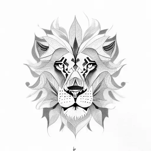 two lions tattoo design idea