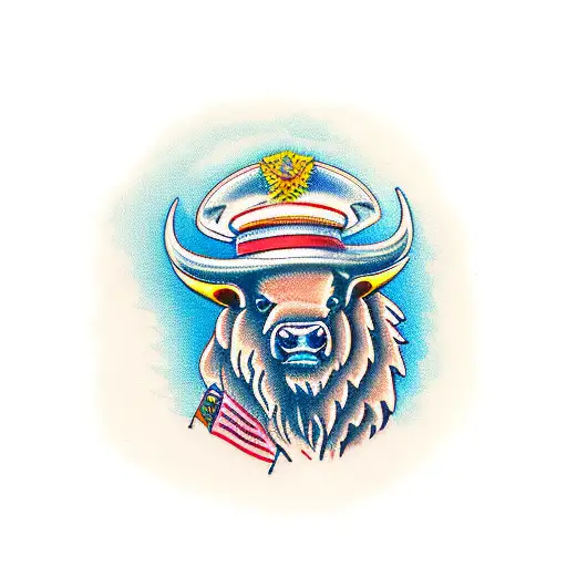 bison and bear fighting tattoo design idea