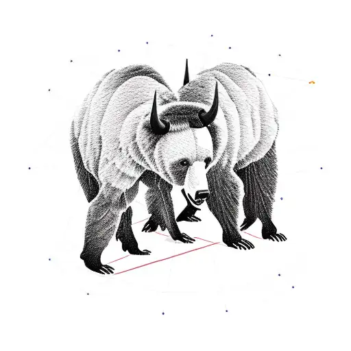 bear and bison fighting tattoo design idea