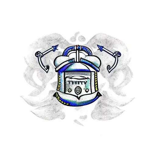 liberty bell with anchor  tattoo design idea