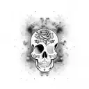 calavera encima de un bote de spray de pintura tattoo design idea