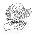 A minimalist tattoo of a phoenix rising from the ashes, symbolizing the client's strong mindset and ability to overcome  tattoo design idea