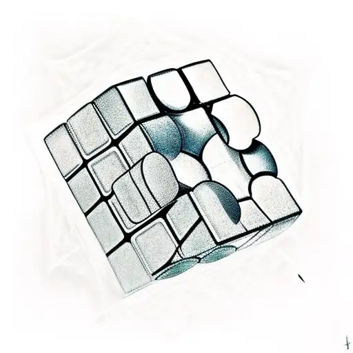 rubiks cube exploding in space tattoo design idea