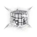 rubiks cube exploding in space tattoo design idea