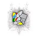 rubiks cube exploding in space tattoo design idea
