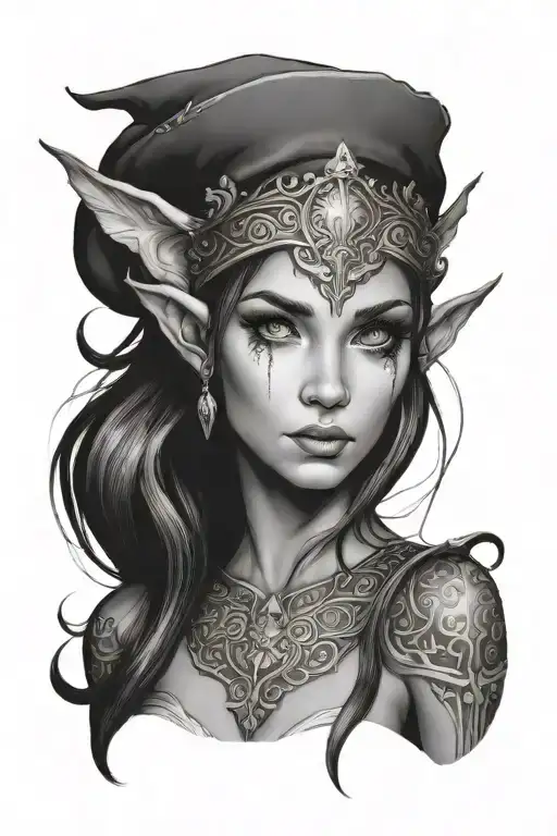 elf girl tattoo design idea